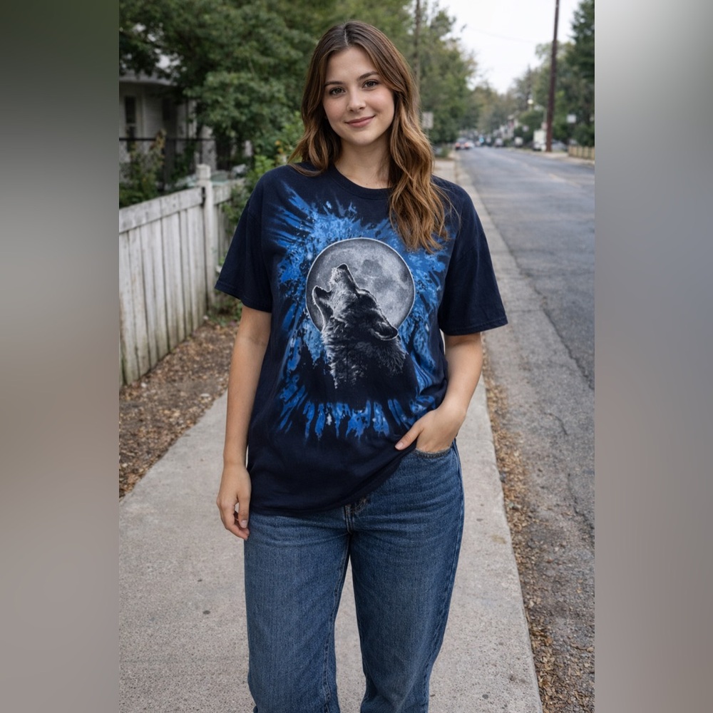 Vintage 90s Wolf Moon Graphic T-Shirt Unisex cottagecore concert festival vacay